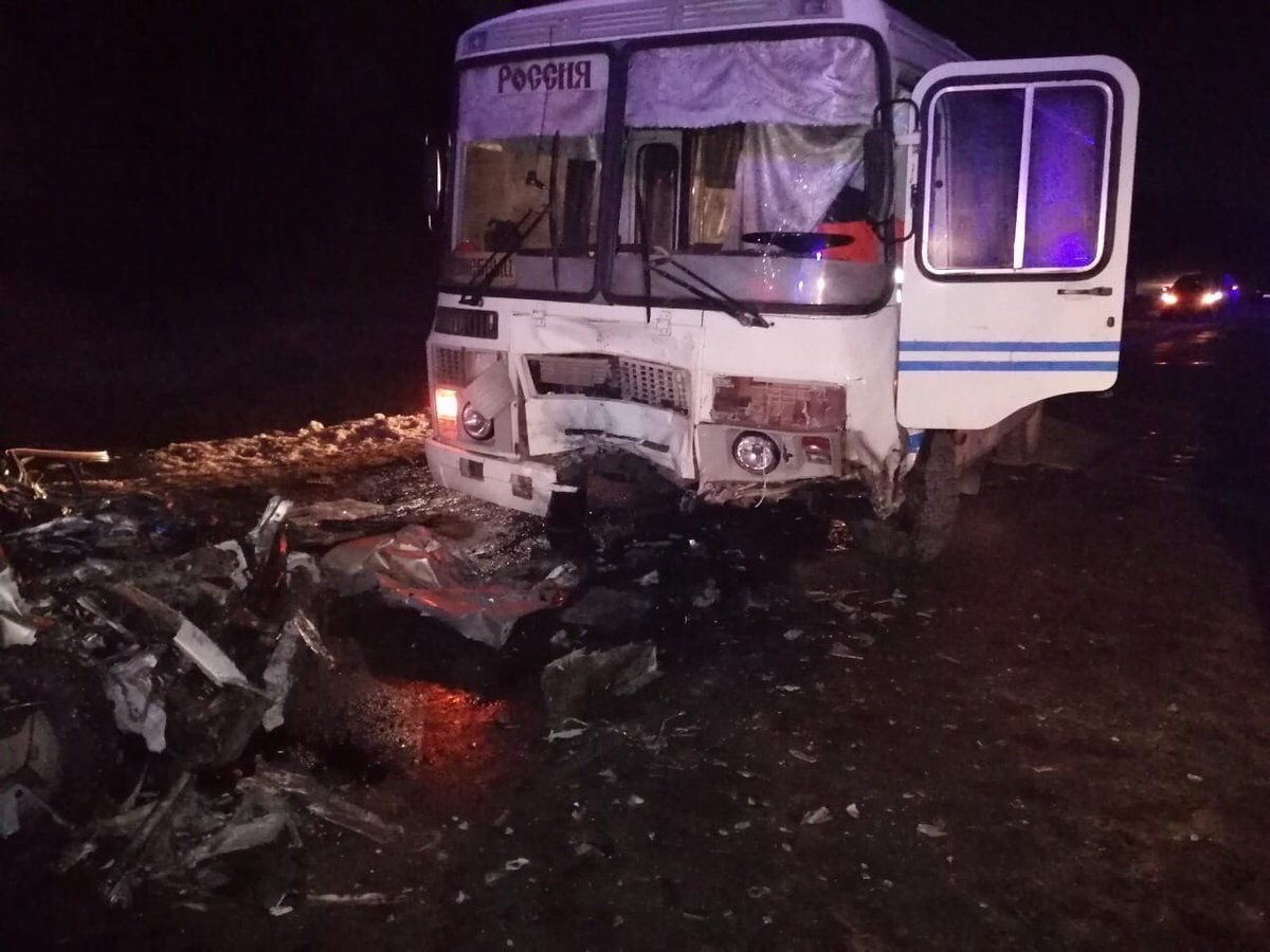 Три человека погибли в столкновении иномарки и автобуса в Пильнинском районе - фото 1