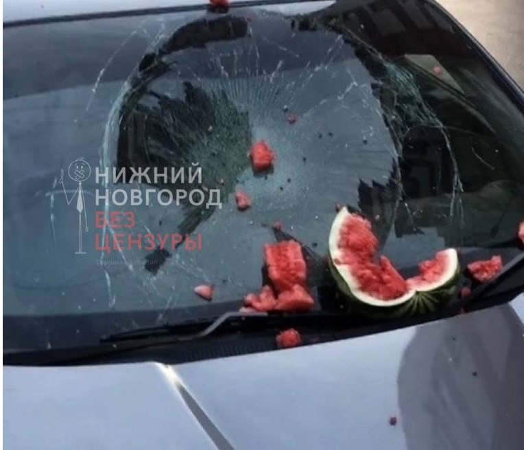 Житель Сарова из мести бросил в автомобиль арбуз в Нижнем Новгороде - фото 1