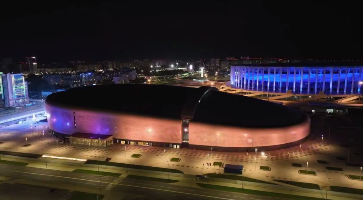 Подсветку начали тестировать на строящемся Ледовом дворце в Нижнем Новгороде - фото 1