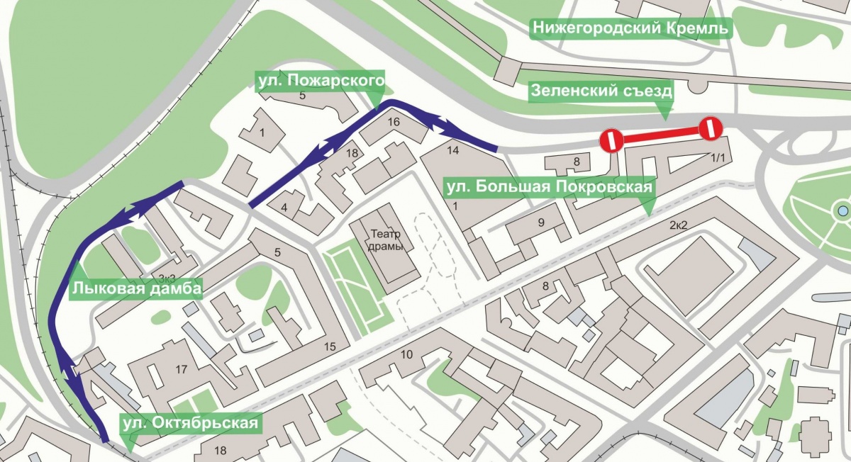 Улицу Пожарского в Нижнем Новгороде временно перекроют для движения транспорта - фото 1