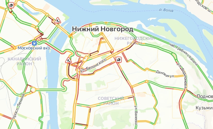 Карта нижнего новгорода пробки на дорогах